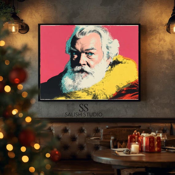 Santa Claus Pop Art Portrait Bold Retro Christmas Holiday Poster