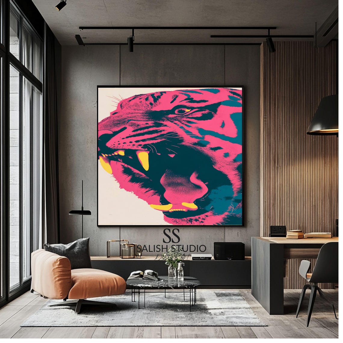 Neon Tiger Print Roaring Pop Art Edgy Home Decor