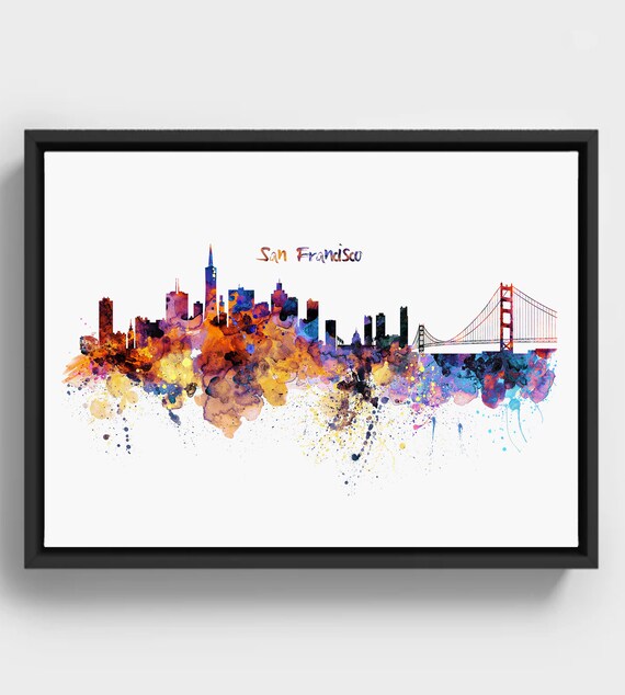 San Francisco Skyline Watercolor Cityscape Wall Art Instant
