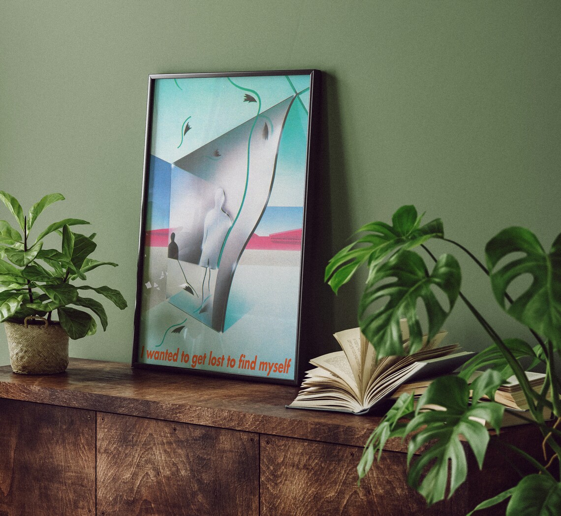 I Wanted to Get Lost to Find Myself Abstract Mirror Quote Poster - Image 4