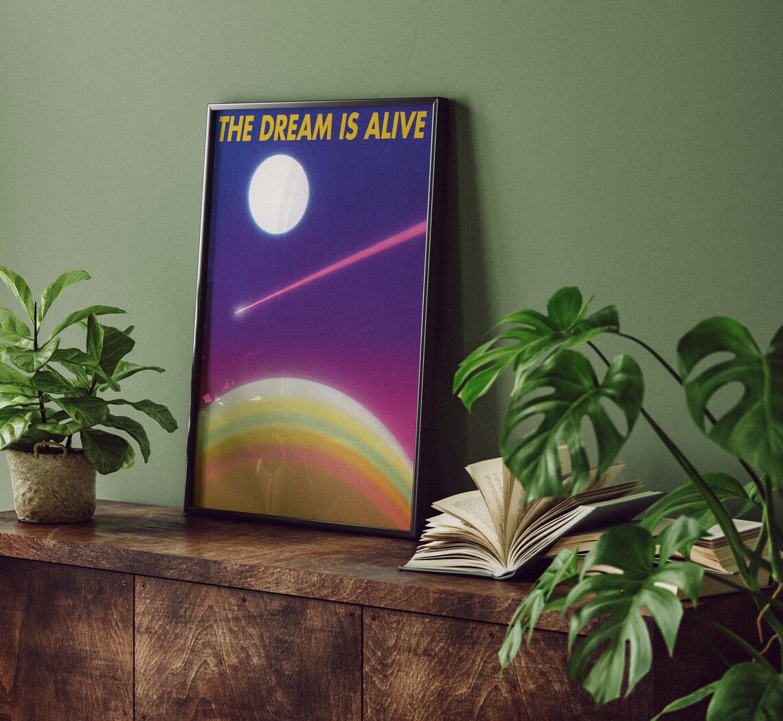 The Dream Is Alive Retro Sunset Moon Laser Beam Motivational Poster - Image 4