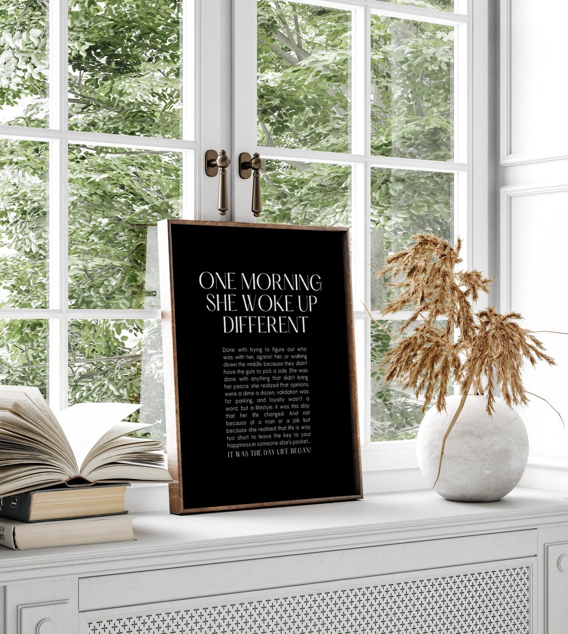 One Morning She Woke Up Different Feminist Print Female Empowerment Woman Line Art Feminist Wall Art Strong Women Quote Divorce Gift - Image 4