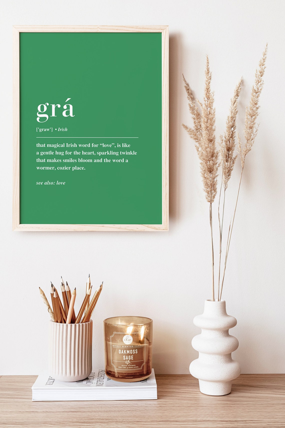 Gra Irish Word Love Gaelic Definition Green Love Decor Poster - Image 5