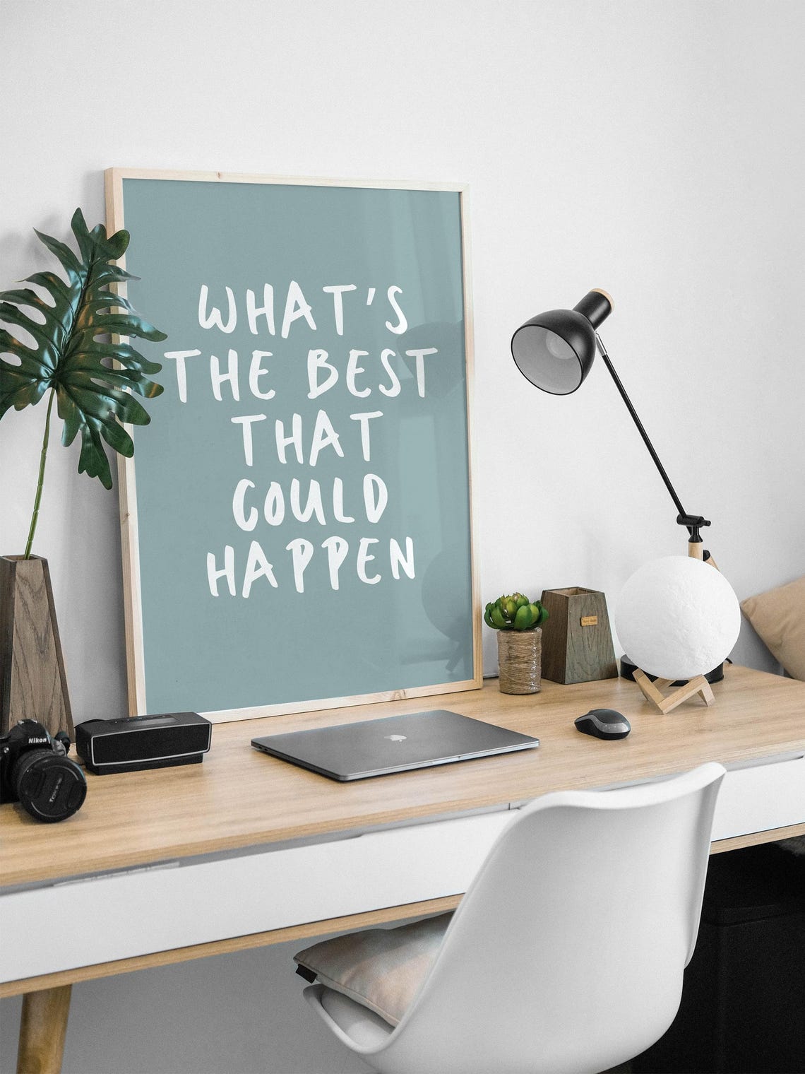 Whats the Best That Could Happen Teal White Hand Lettered Poster - Image 4