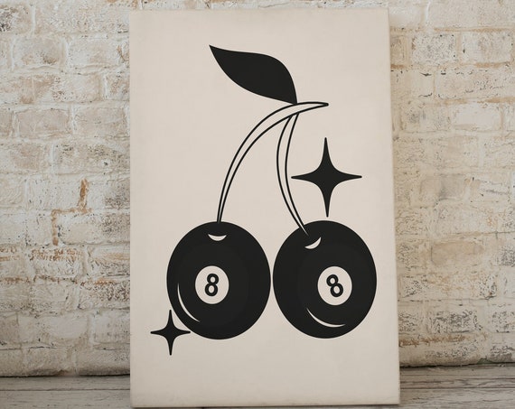 Retro 8 Ball Cherries Vintage Kitchen Art Print