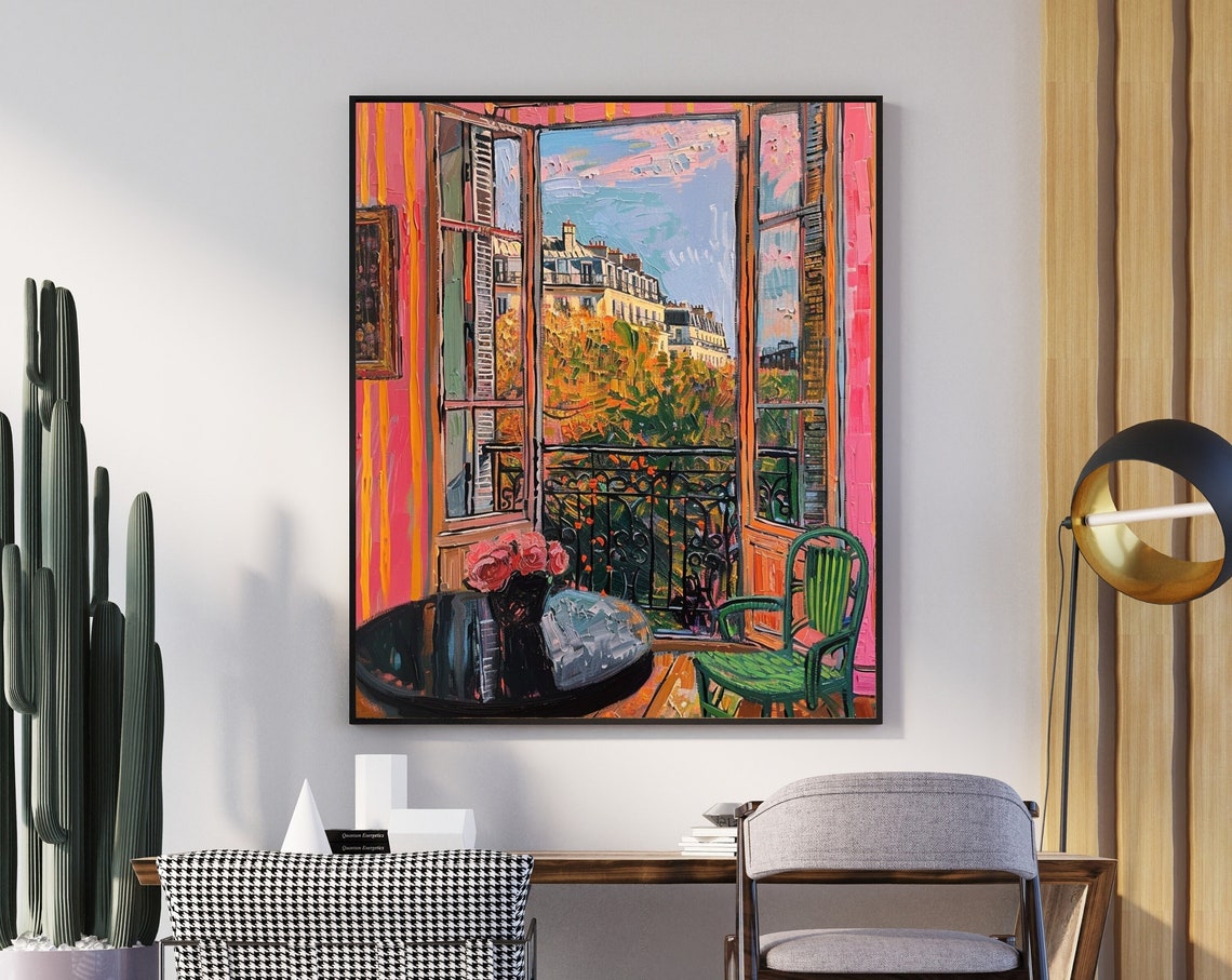 Sunlit French Balcony View Over Classic European Rooftops Poster
