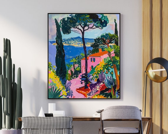 Pink House, Matisse-Inspired Mid-Century Art Print