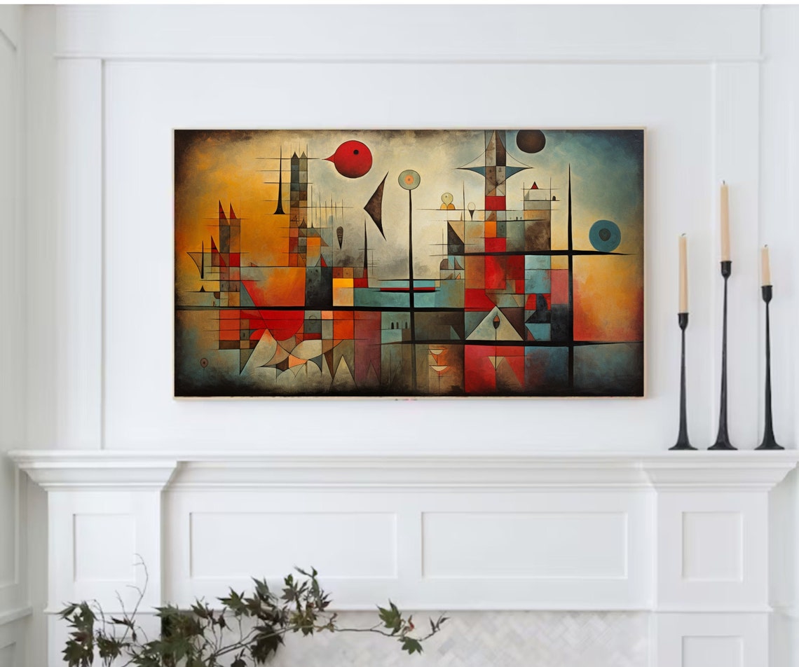 Geometric Art Deco City Abstract Mid Century Modern Wall Art - Image 2