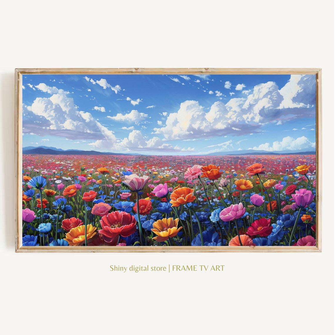 Frame Tv Art Summer Wildflower Field Painting Vintage Spring Field Of Flowers Tv Art Warm Tone Cottagecore Tv Art