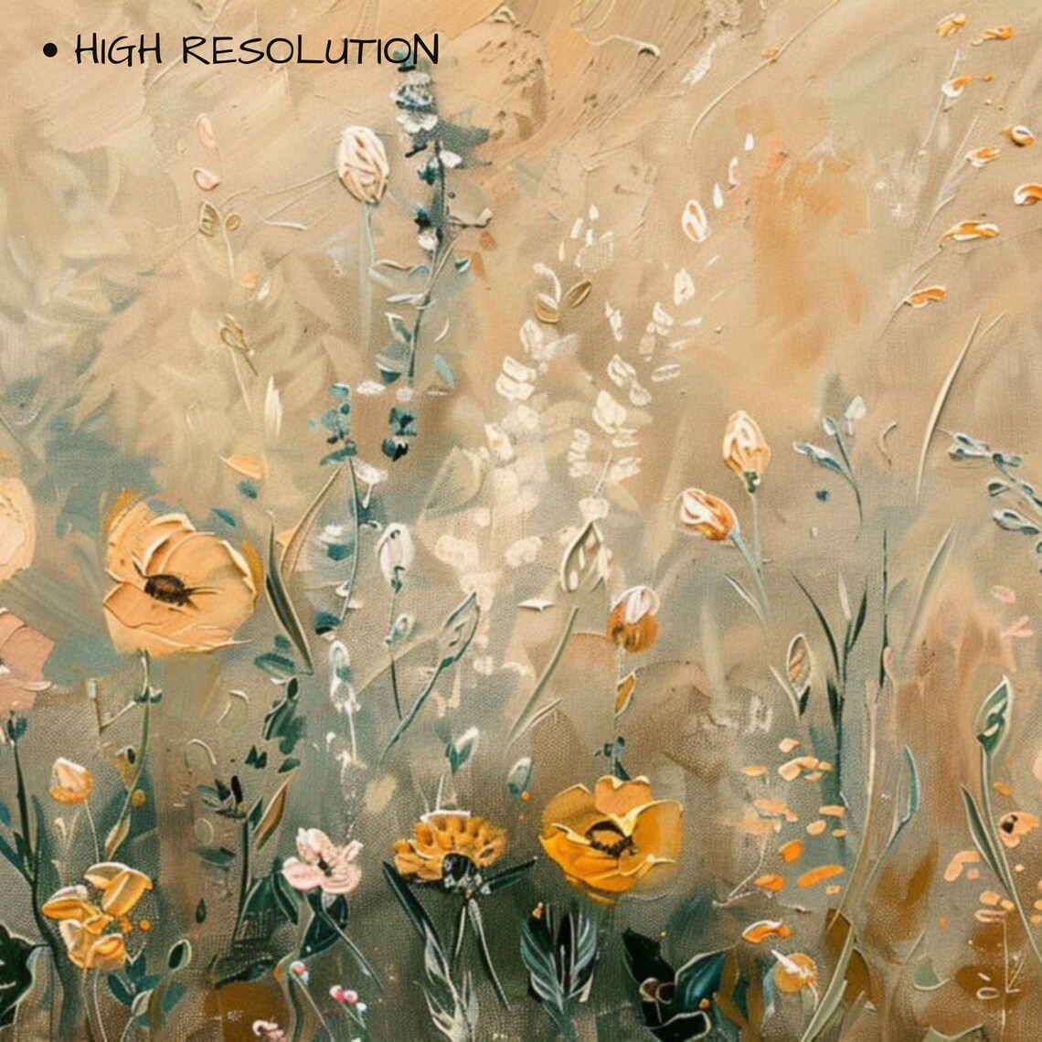 Neutral Wild Flower Painting, Botanical Wall Art - Image 3