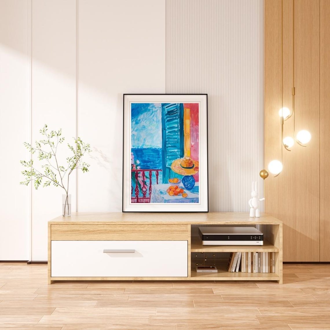 Mediterranean Balcony Sea View with Straw Hat Fauvist Summer Poster - Image 2