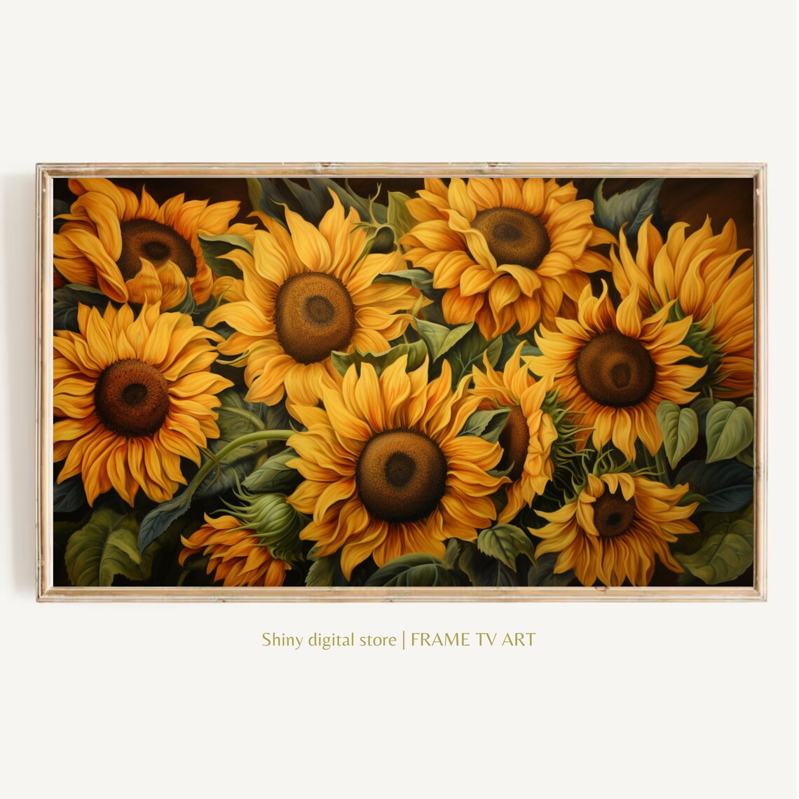 Golden Sunflower Bloom Painting Cheerful Summer Floral Art Print