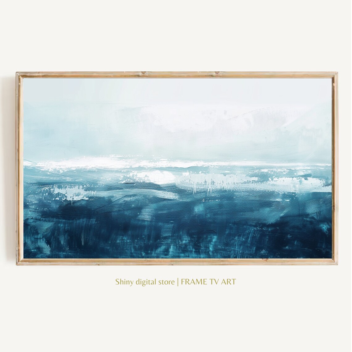 Abstract Navy Blue Ocean Waves Seascape Modern Minimal Art Poster