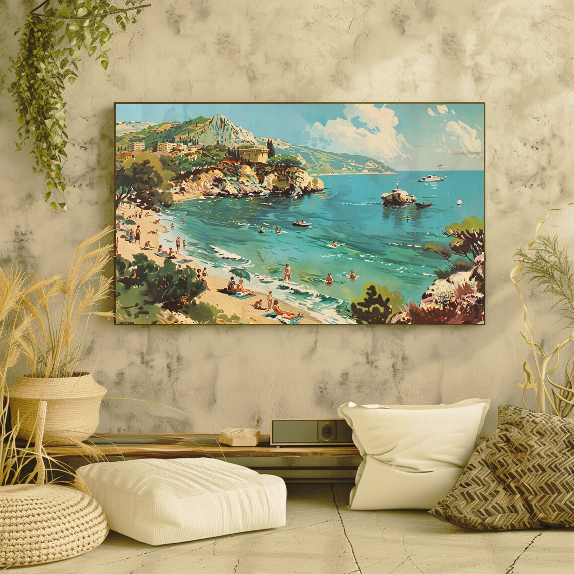 Retro Beach Art, Ocean Coastal Sea Decor - Image 2