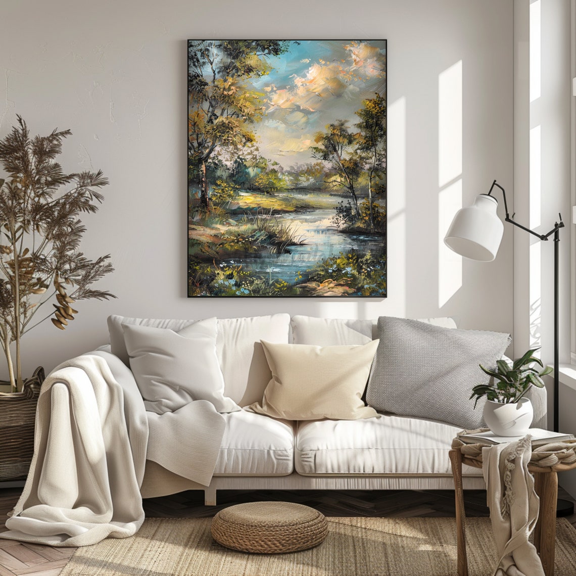 Winding River Summer Forest Sunlit Trees Vintage Landscape Poster - Image 2