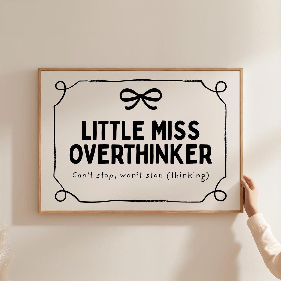 Little Miss Overthinker Funny Coquette Bow Dorm Typography Poster
