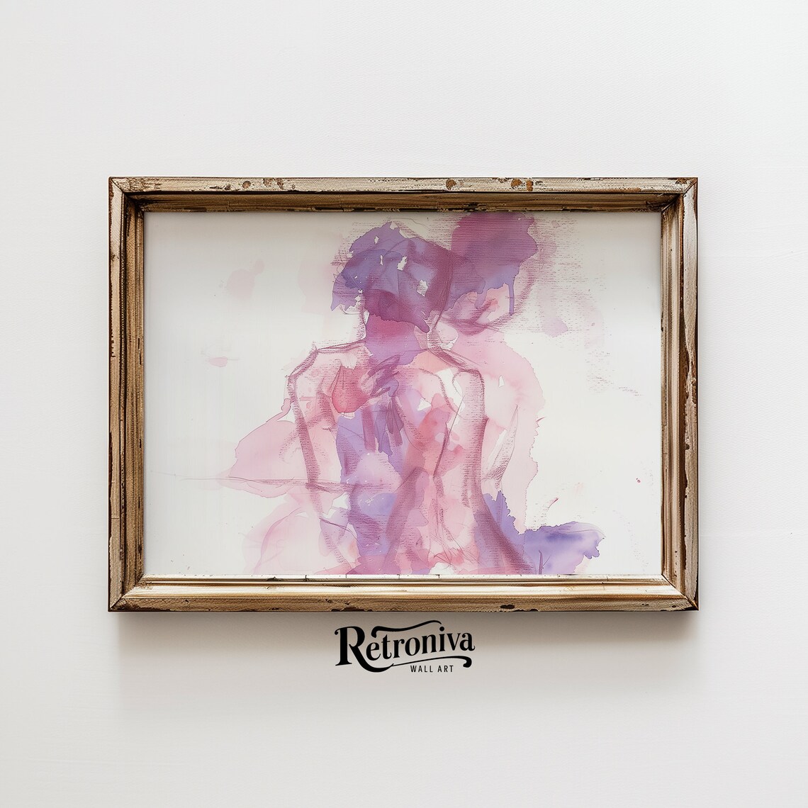 Abstract Couple In Love Watercolor Art Print - Image 5