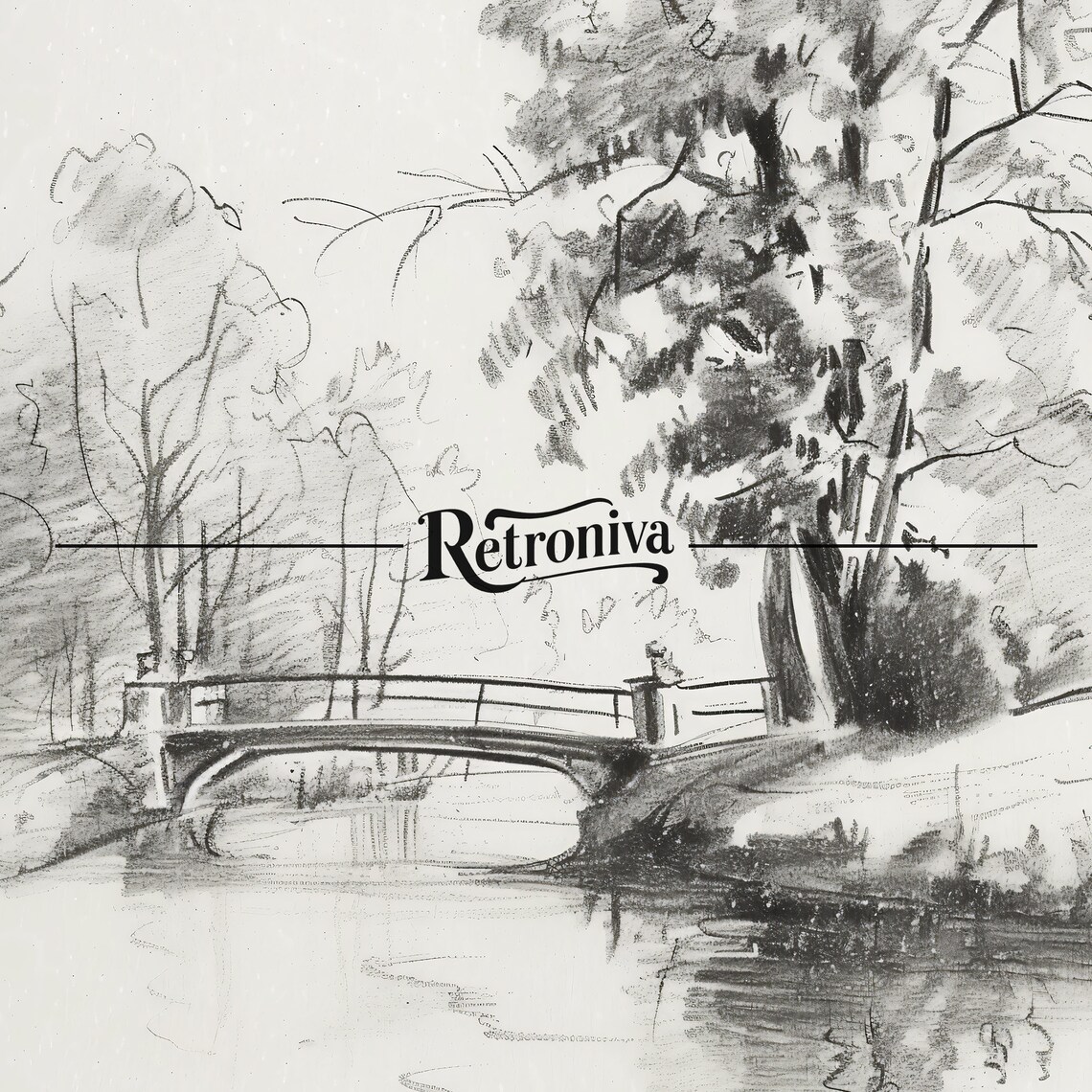 Countryside Bridge Landscape Vintage Sketch Art Print - Image 6