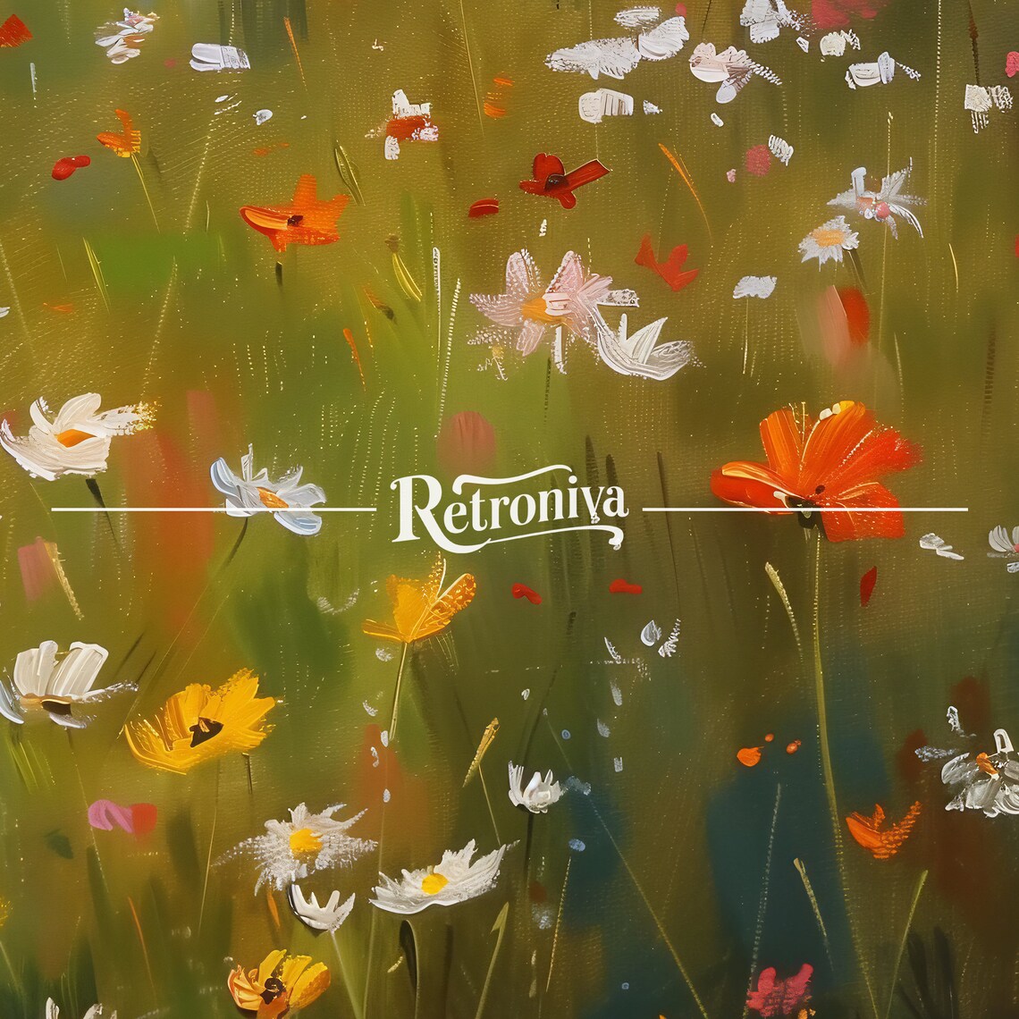 Colorful Wildflower Meadow In A Golden Summer Field Painting Poster - Image 7