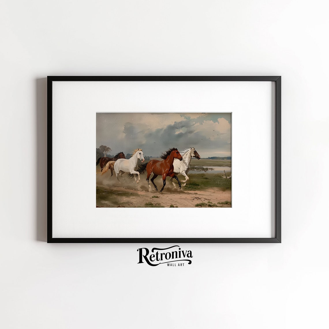 Wild Horses Running Country Oil Painting Horse Print Vintage Western Wall Art Horse Artwork Retroniva Art Anm 002 - Image 6