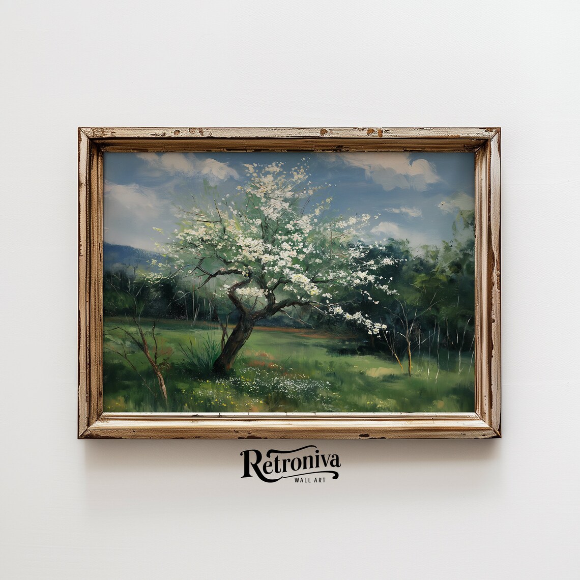 Blossom Tree Spring Landscape Oil Painting Art Print - Image 6
