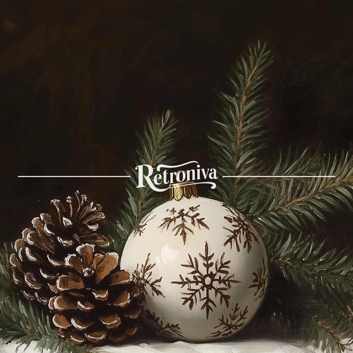 Christmas Still Life With Pinecones And Snowflake Ornament Poster - Image 7