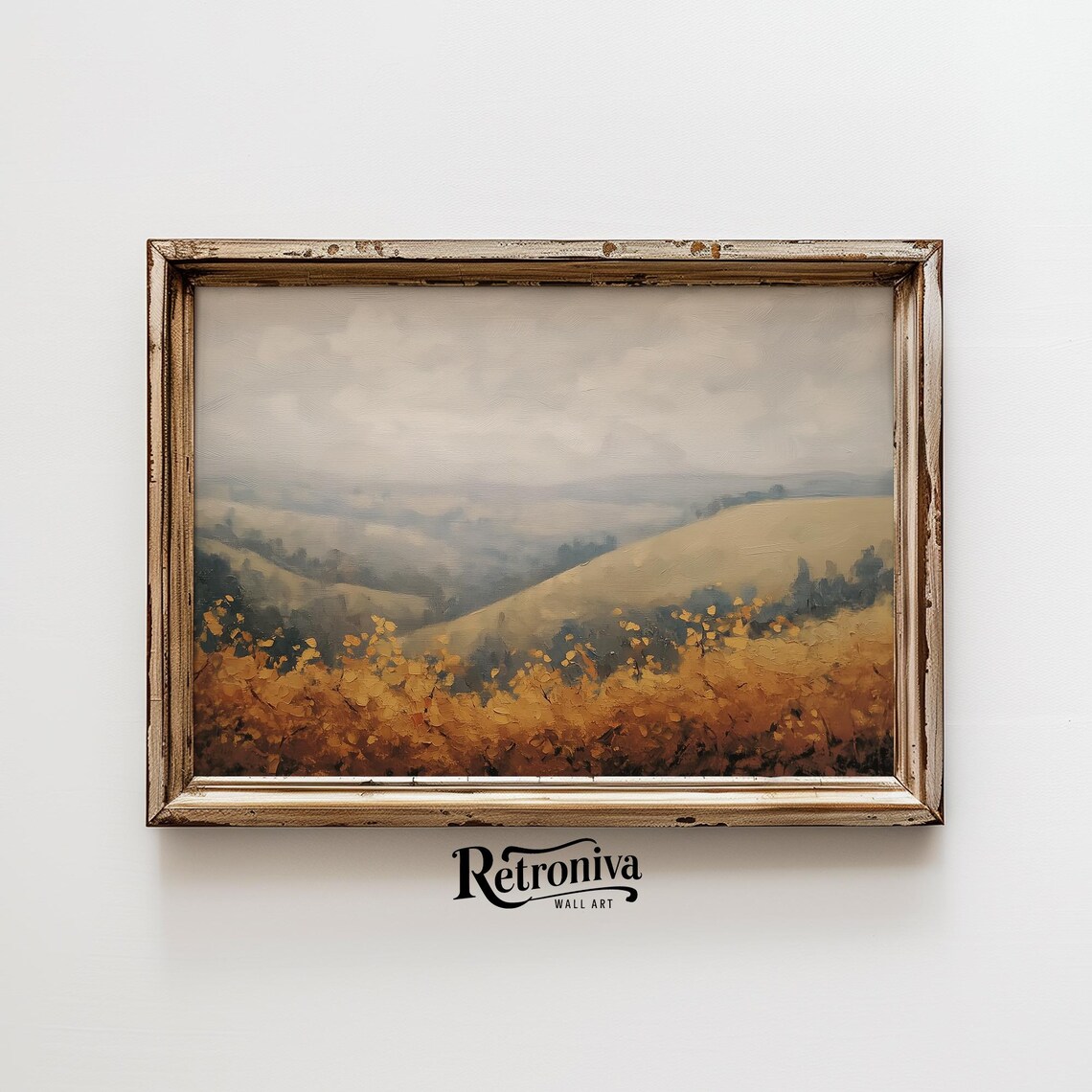 Misty Autumn Hills With Golden Foliage Vintage Landscape Poster - Image 6