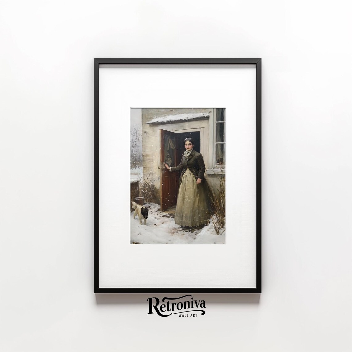 Vintage Victorian Woman With Dog Portrait Art Print - Image 4
