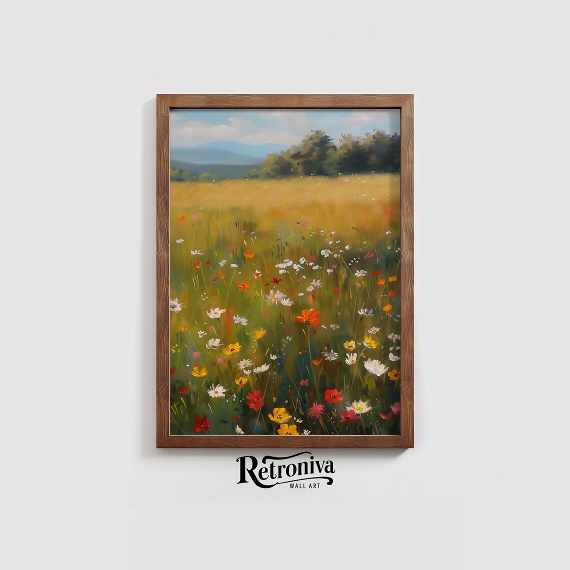 Colorful Wildflower Meadow In A Golden Summer Field Painting Poster - Image 4