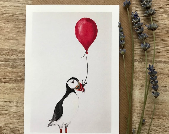 Puffin And Balloon Art Print