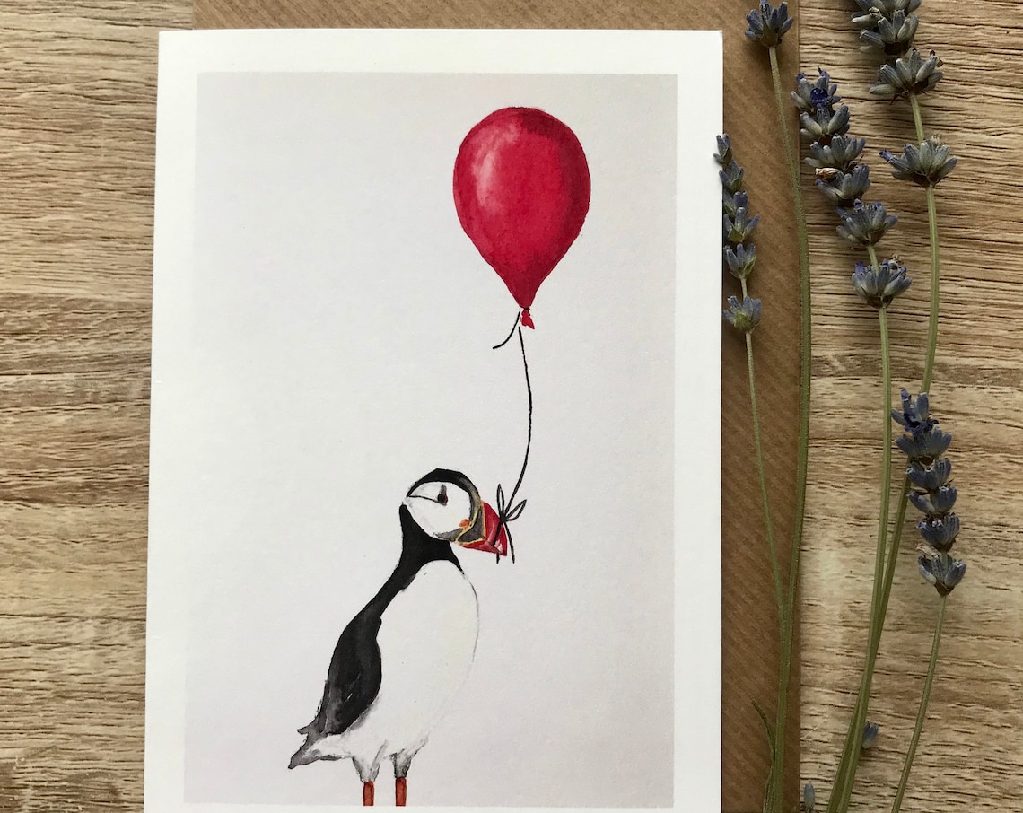 Puffin And Balloon Art Print