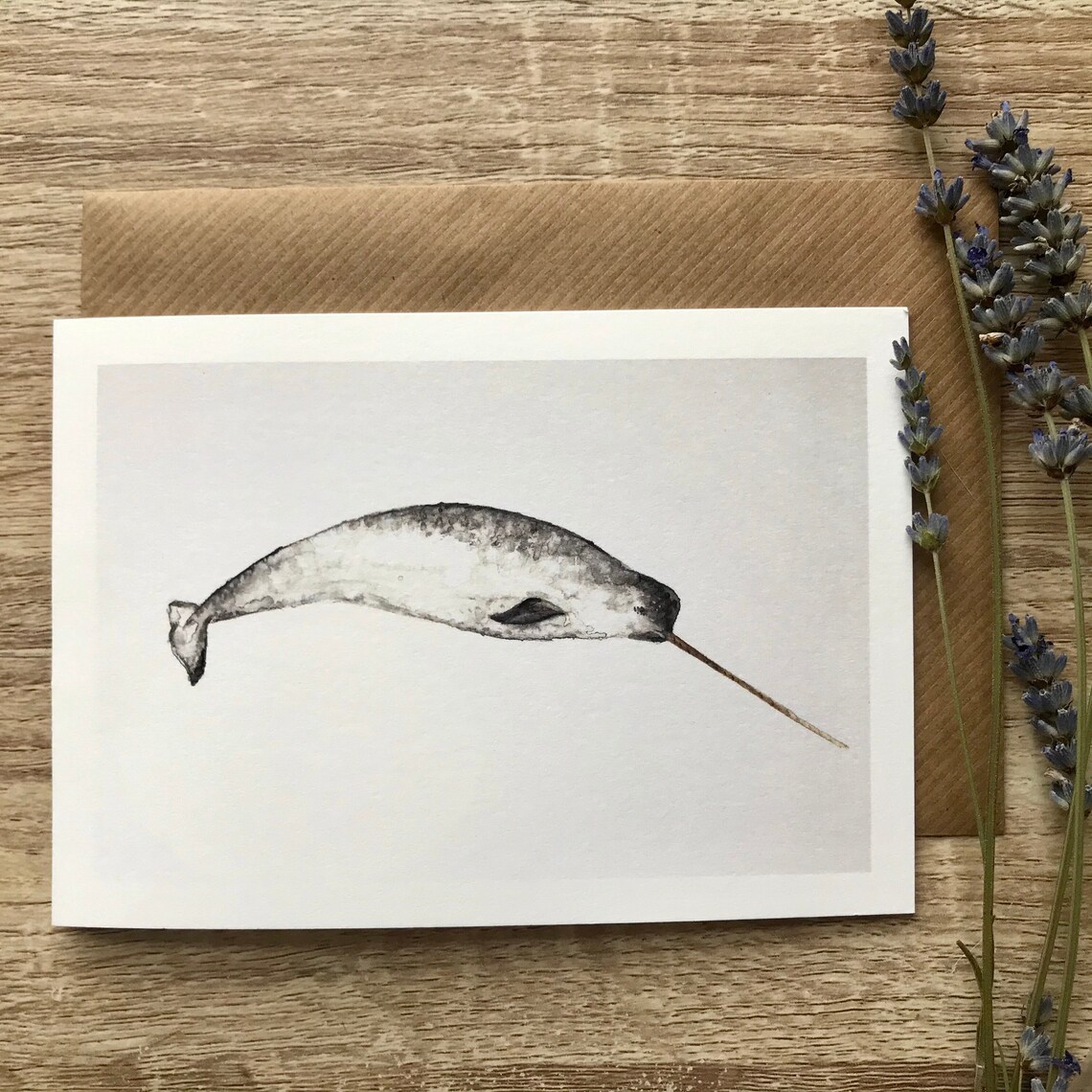 Narwhale Card Art Print, Nautical Animal