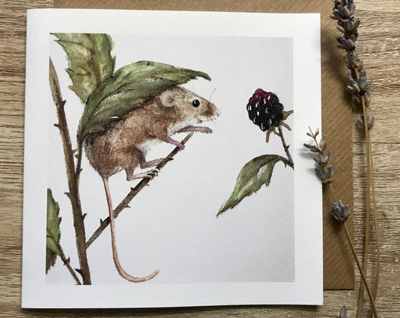 Harvest Mouse and Blackberry Art Print