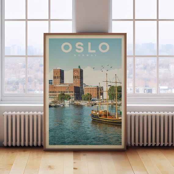 Oslo Norway Print Travel Poster Wall Art Gift Canvas Home Decor Map