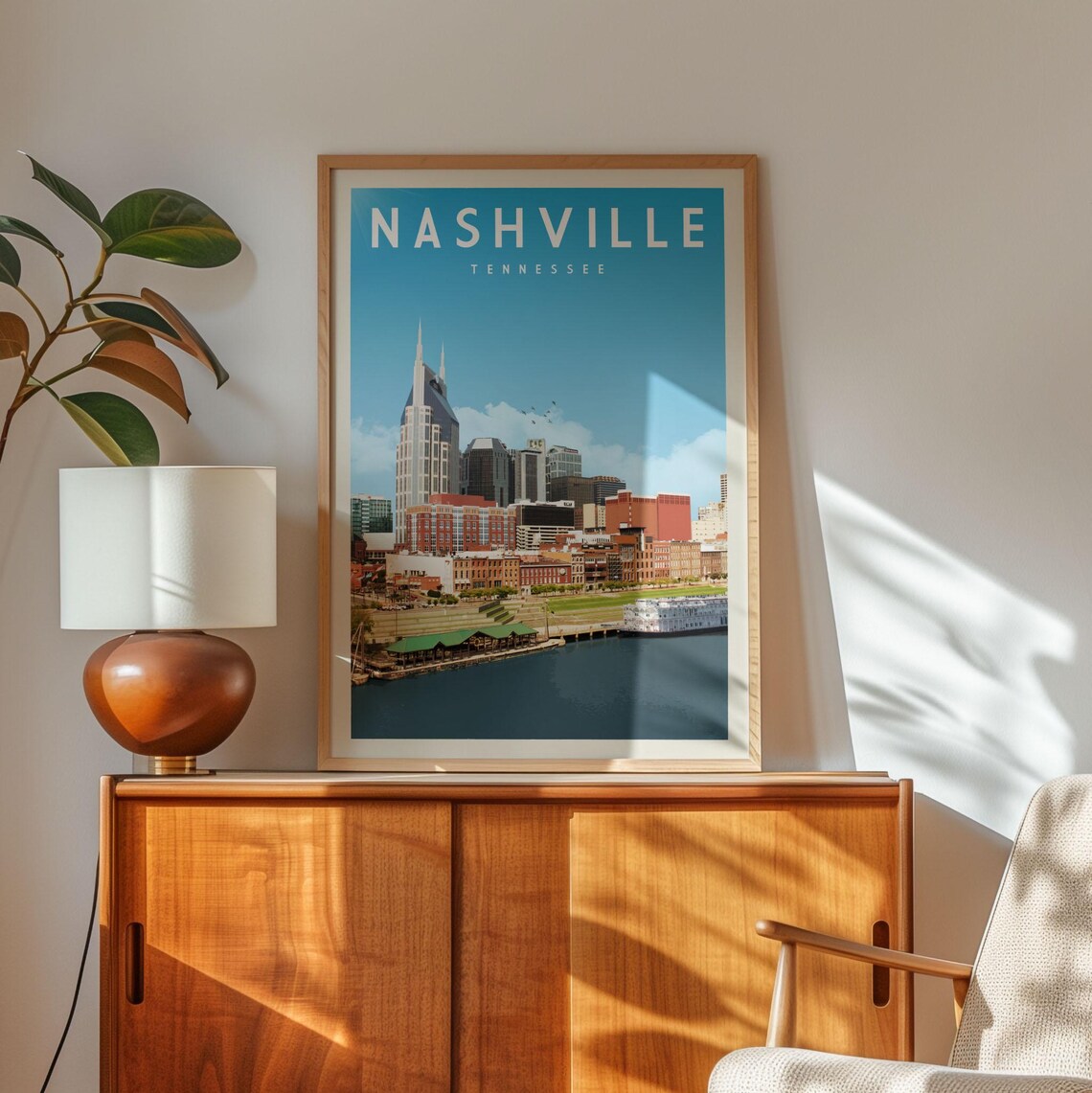 Nashville Tennessee Skyline Travel Poster, Home Decor