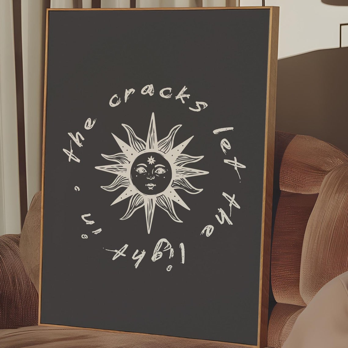Boho Sun Print Cracks Let The Light In Poster Retro Motivational Wall Art Gifts For Creatives - Image 2