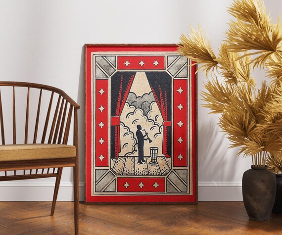 Vintage Jazz Club Saxophone Matchbox Stage Night Music Lounge Poster