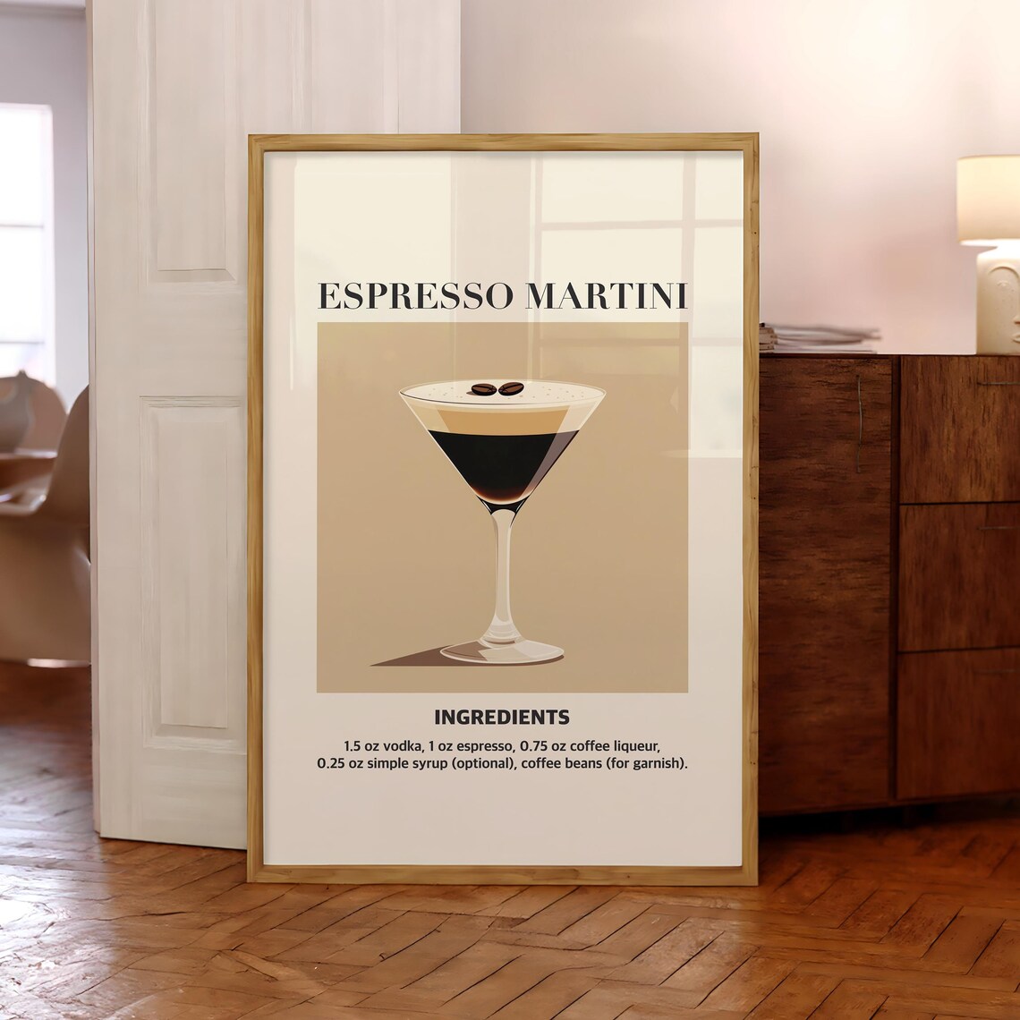 Espresso Martini Cocktail Poster, Retro Kitchen Trendy