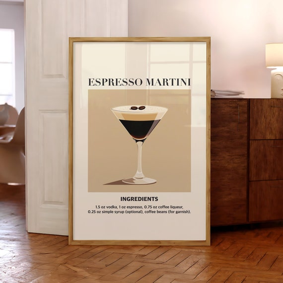 Espresso Martini Cocktail Poster, Retro Kitchen Trendy
