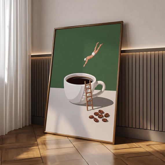 Coffee Diver Print Trendy Kitchen Poster Espresso Wall Art Good Morning Lover Prints Digital File