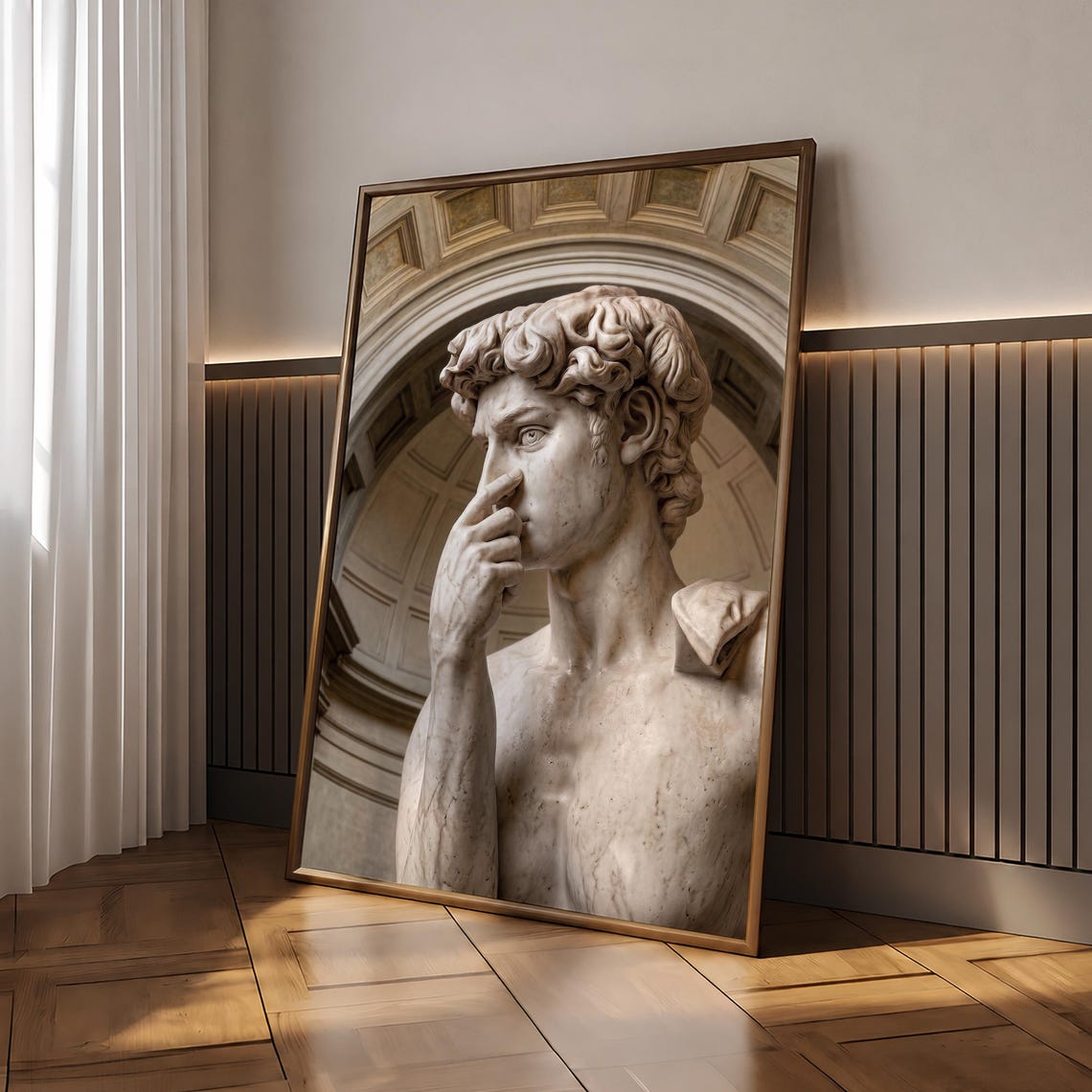 Funny Michelangelo David Nose Pick Marble Statue Humor Wall Art