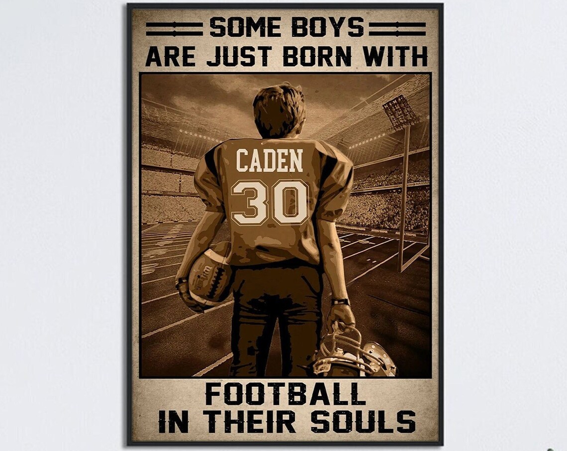 Personalized Football Player Gift Poster, Rugby Decor