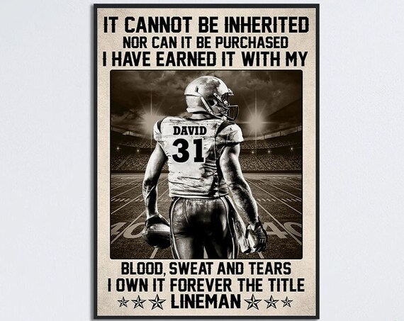 Personalized Football Poster, Lineman Gift Print