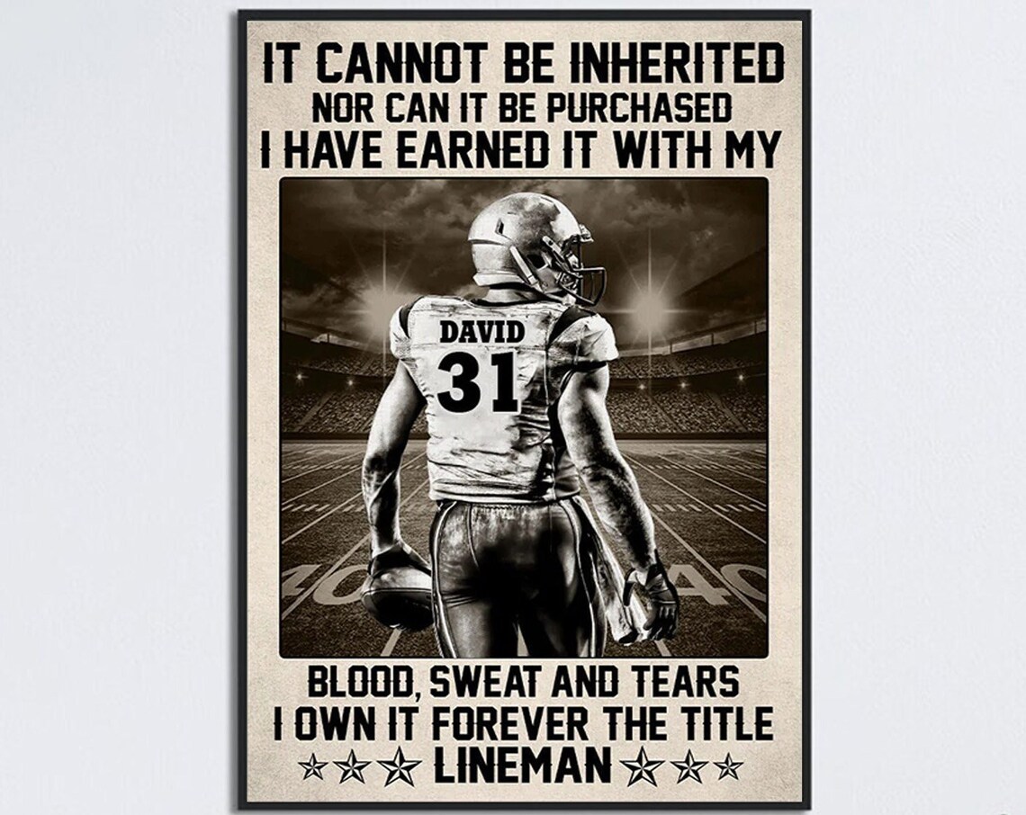 Personalized Football Poster, Lineman Gift Print