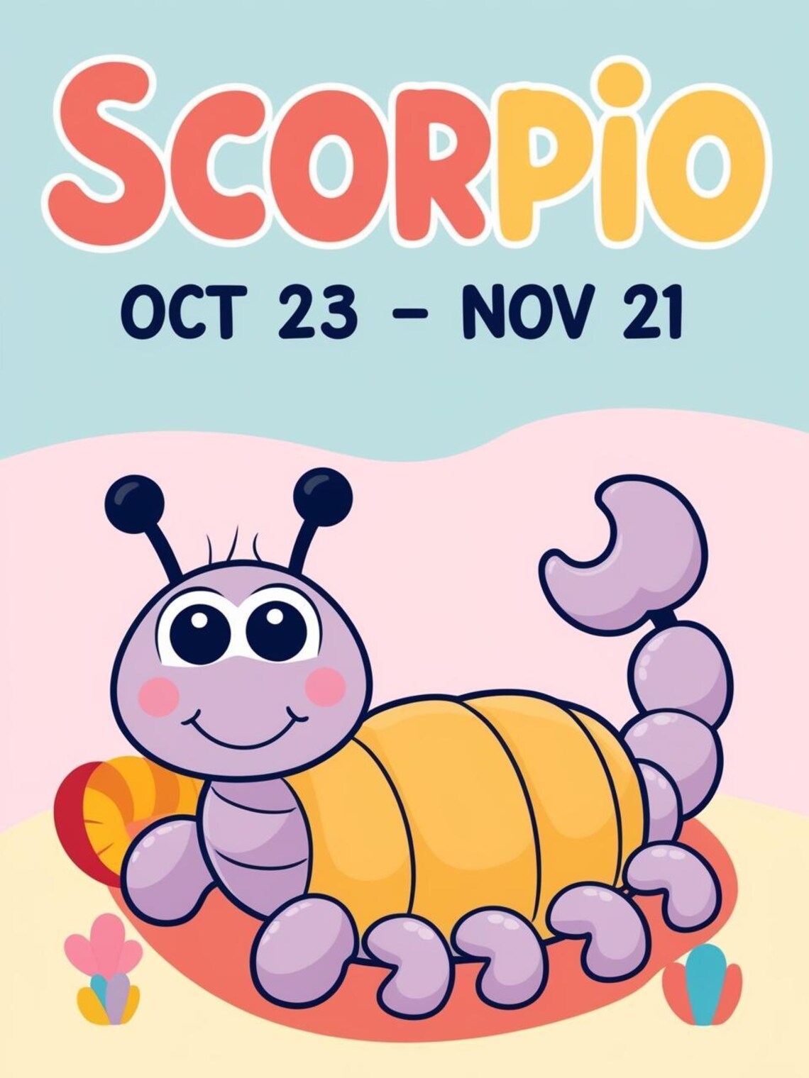 Scorpio Zodiac Nursery Print Cute Cartoon Scorpion Star Sign Kids Room - Image 3