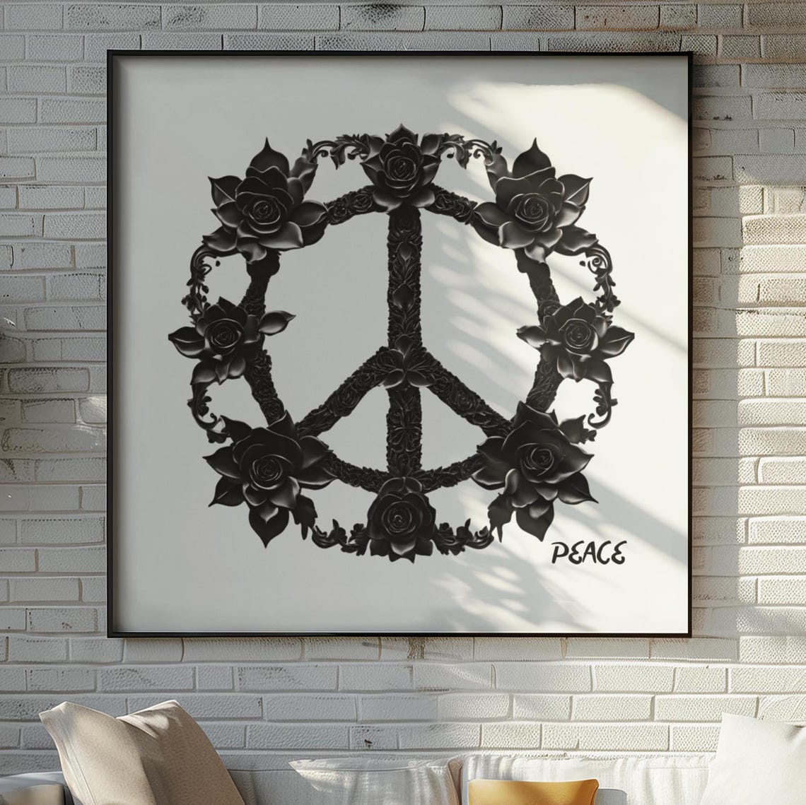Peace Symbol Rose Design Poster