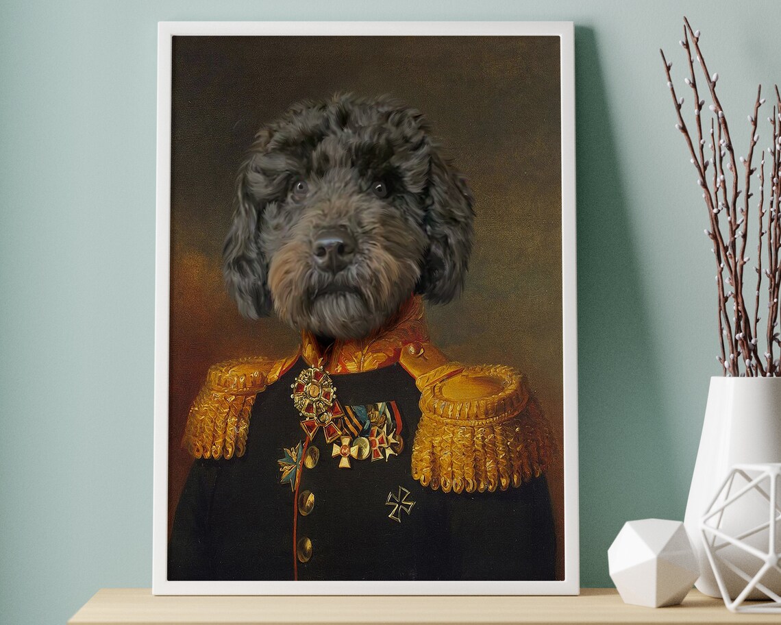 Custom Military Pet Portrait Royal Pet Portrait Victorian Pet King Quenn Pet Portrait Pet Lover Gift Pet Memorial Regal Dog Cat Print - Image 3