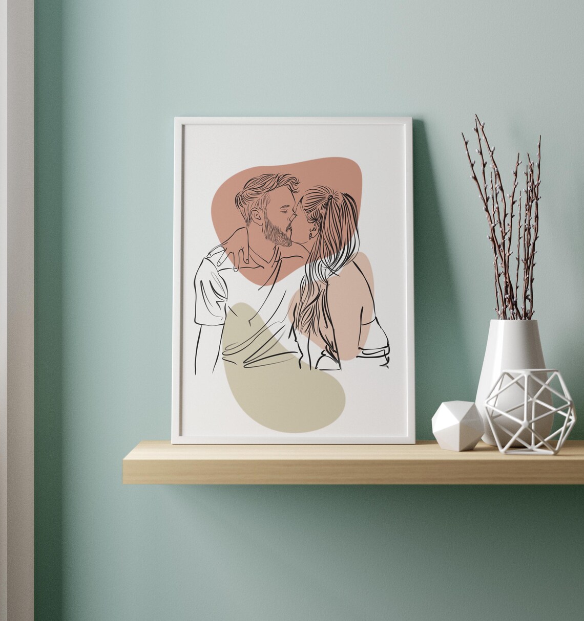 Two Photos Into One Family Line Drawing Custom Portrait Poster - Image 4