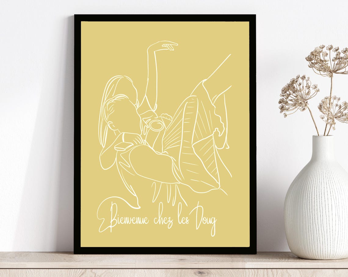 New Parents Embracing Newborn Minimalist Single Line Art Poster - Image 2