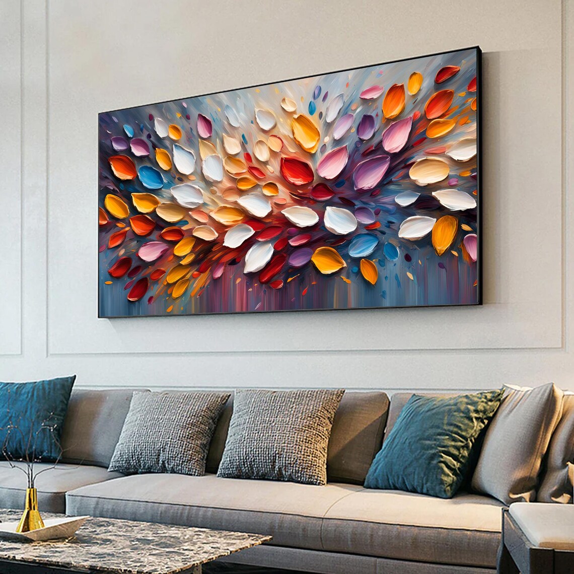 Colorful Floral Oil Painting, Boho Wall Art Print - Image 2